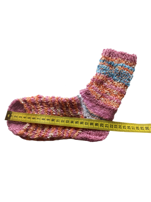 Růžové ponožky s barevnými proužky 22 cm